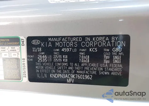 2019 Kia Sportage Ex from USA, damaged, VIN KNDPN3AC9K7601962